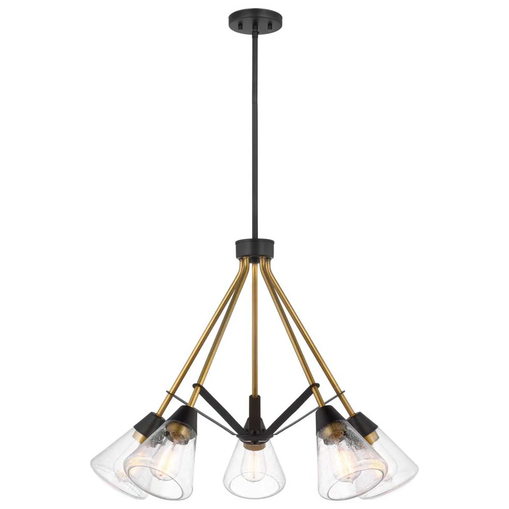 Starlight 60w 5-Light Chandelier Clear Seeded Glass E26 Base Matte Black Finish - Image 2