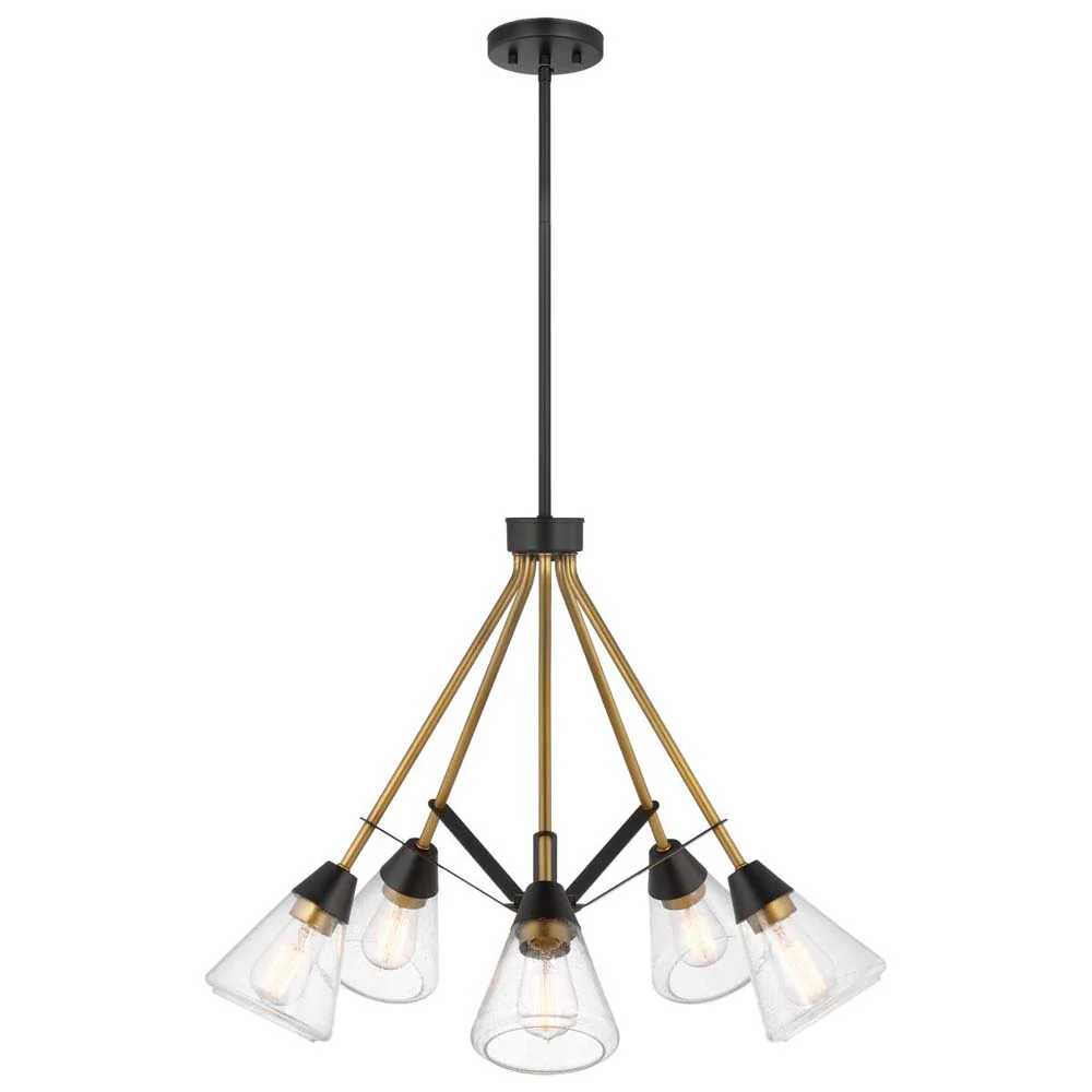 Starlight 60w 5-Light Chandelier Clear Seeded Glass E26 Base Matte Black Finish - Image 3