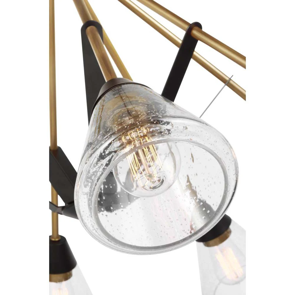 Starlight 60w 5-Light Chandelier Clear Seeded Glass E26 Base Matte Black Finish - Image 5
