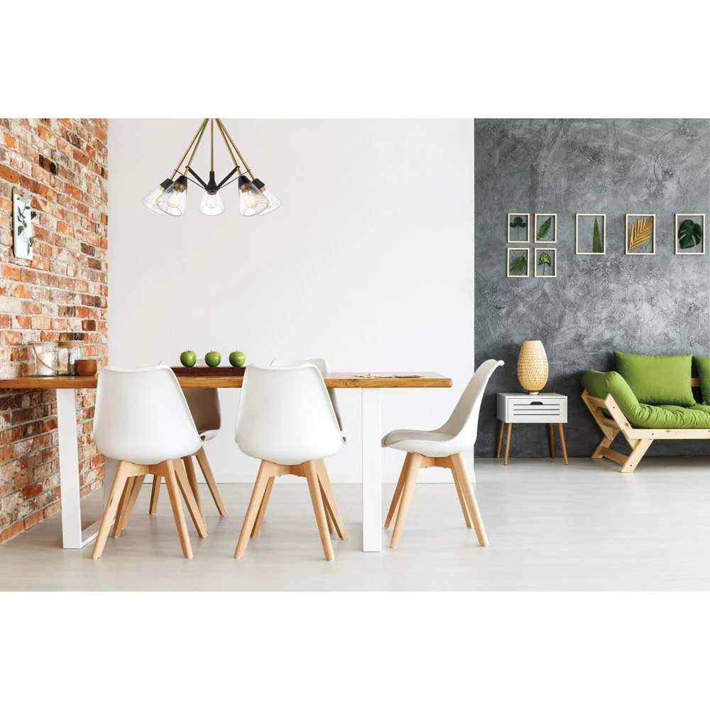 Starlight 60w 5-Light Chandelier Clear Seeded Glass E26 Base Matte Black Finish - Image 7
