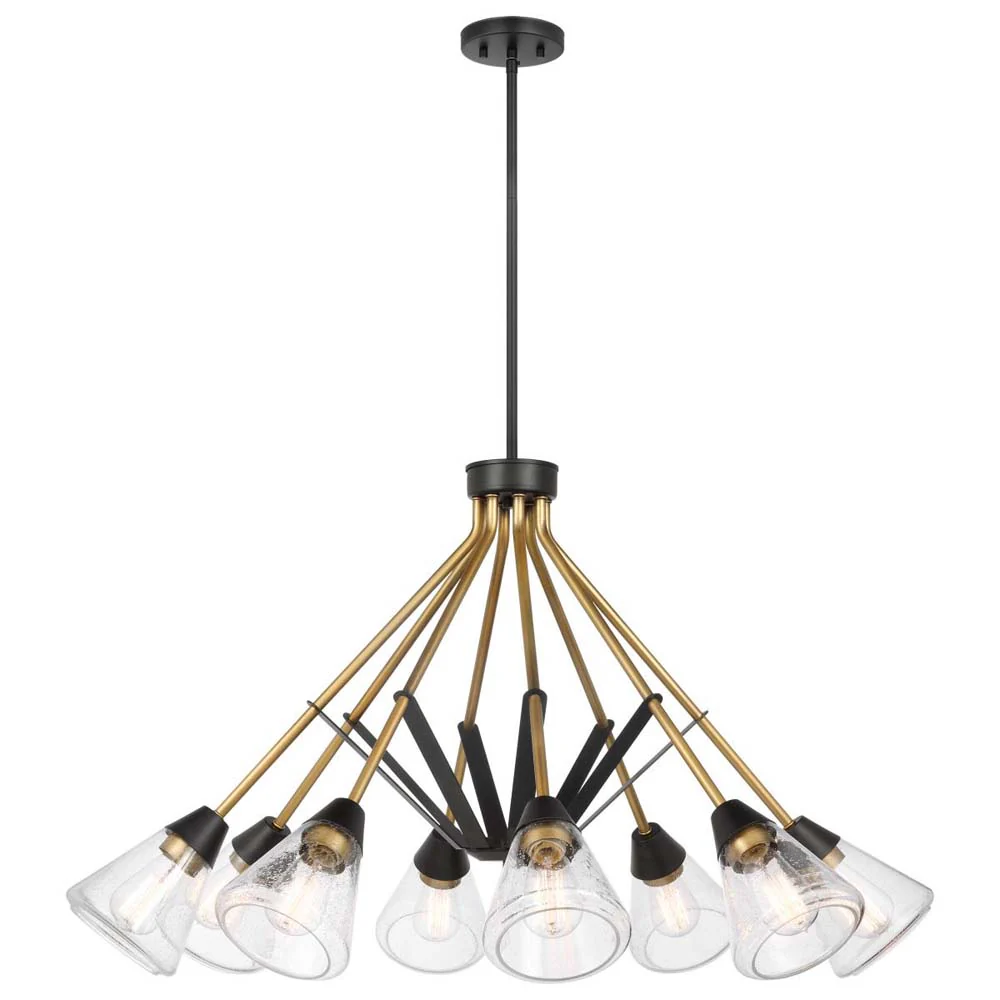 Starlight 60w 8-Light Chandelier Clear Seeded Glass E26 Base Matte Black Finish - Image 2