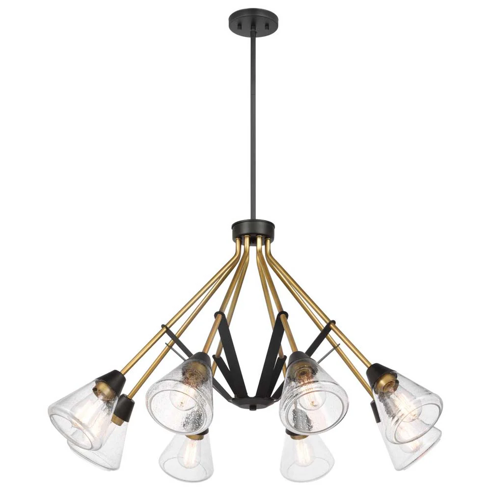 Starlight 60w 8-Light Chandelier Clear Seeded Glass E26 Base Matte Black Finish - Image 3