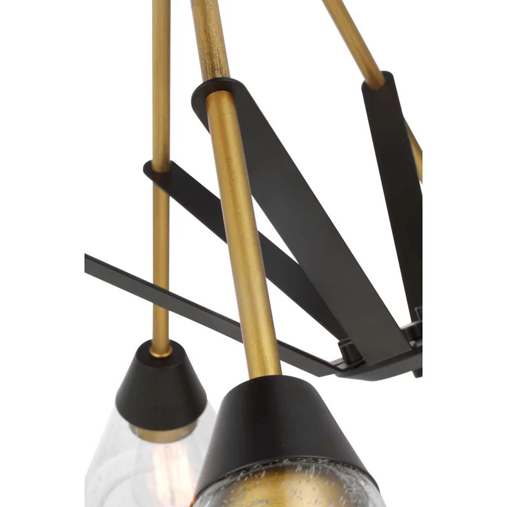 Starlight 60w 8-Light Chandelier Clear Seeded Glass E26 Base Matte Black Finish - Image 5