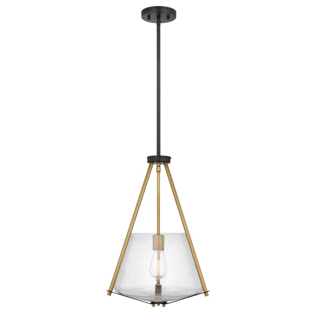 Starlight Foyer Pendant E26 Base 60w Matte Black Finish: Clear Seeded Glass - Image 2