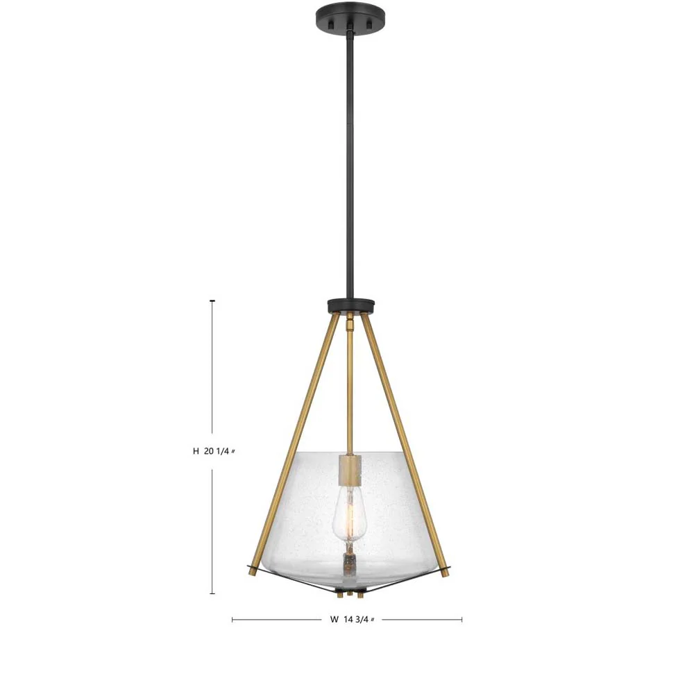 Starlight Foyer Pendant E26 Base 60w Matte Black Finish: Clear Seeded Glass - Image 5