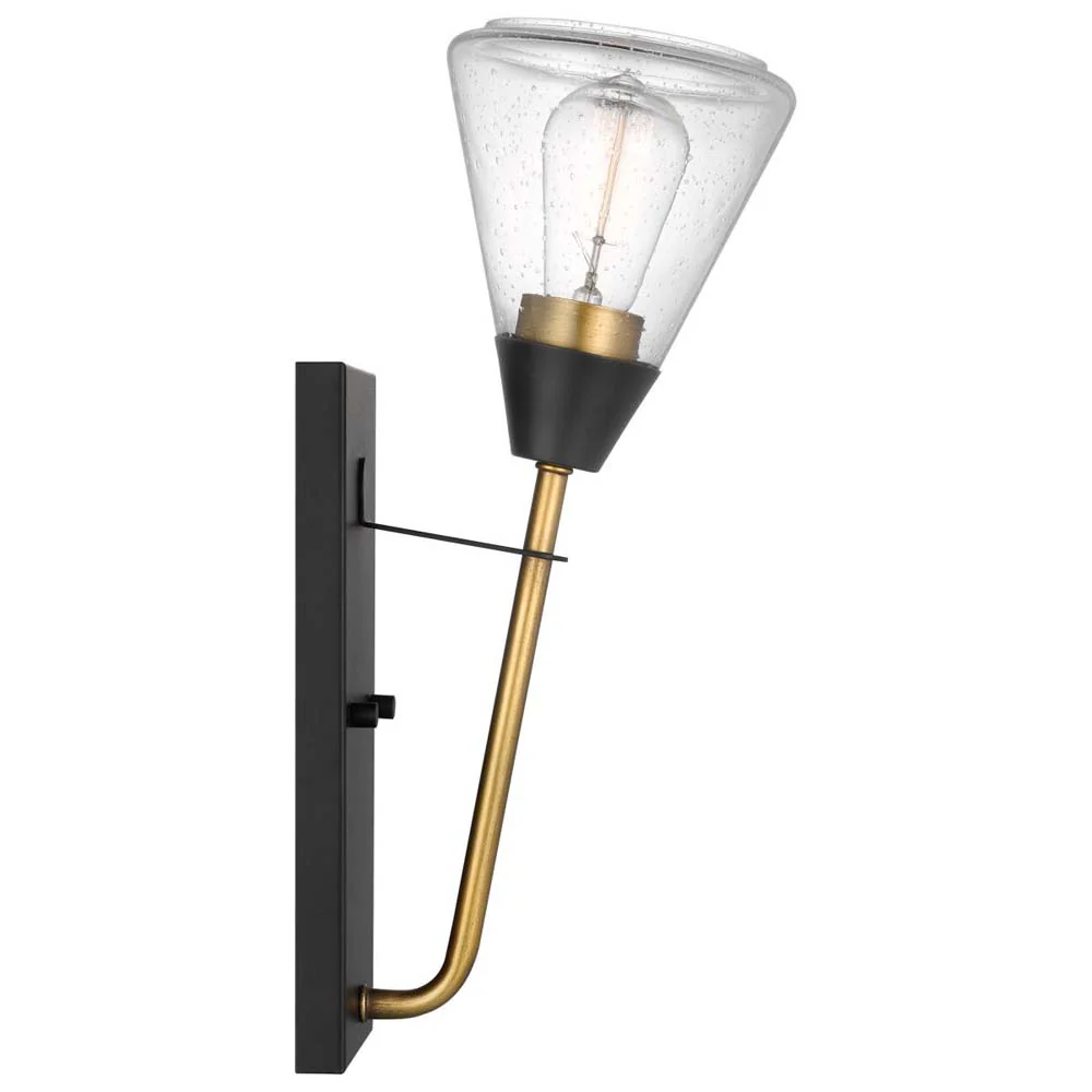 Starlight Wall Sconce E26 Base 60w Matte Black Finish Clear Seeded Glass - Image 2