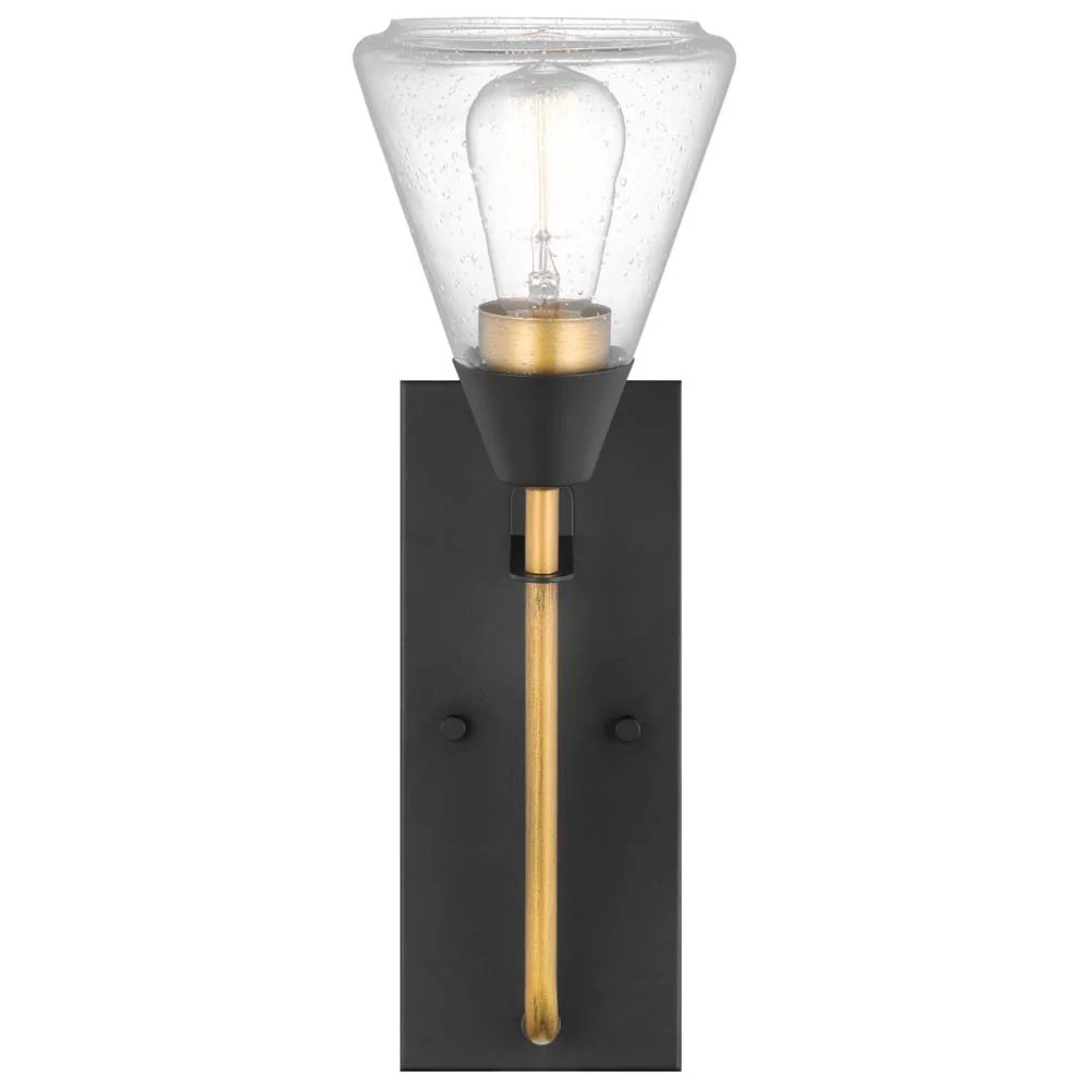 Starlight Wall Sconce E26 Base 60w Matte Black Finish Clear Seeded Glass - Image 3