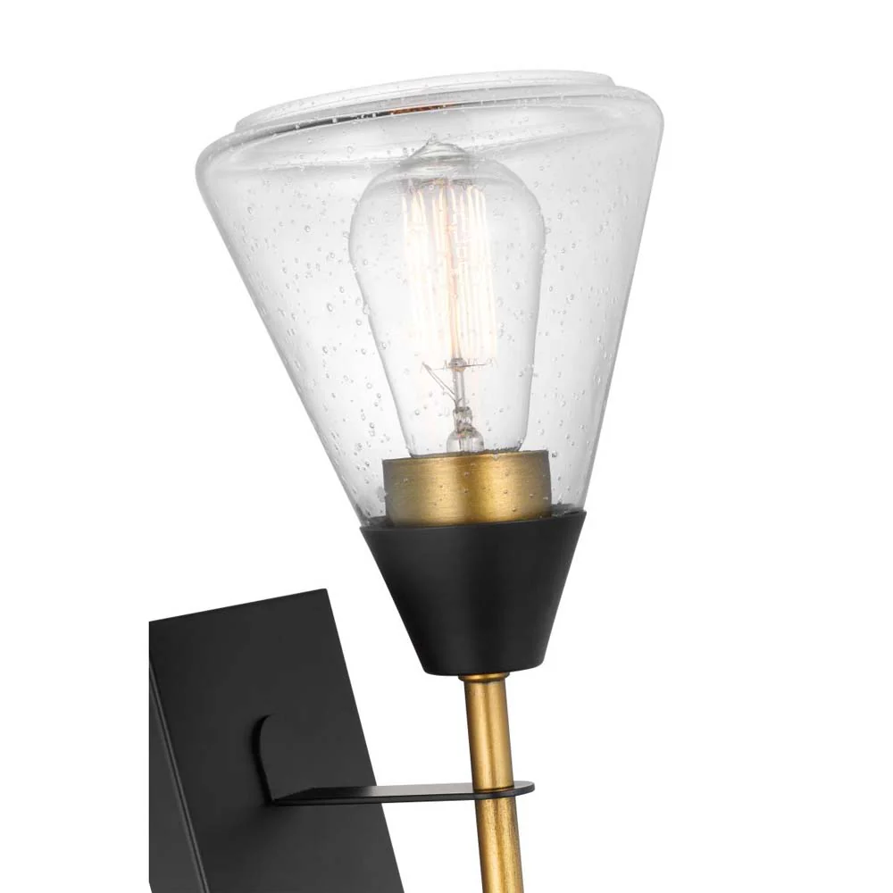 Starlight Wall Sconce E26 Base 60w Matte Black Finish Clear Seeded Glass - Image 4