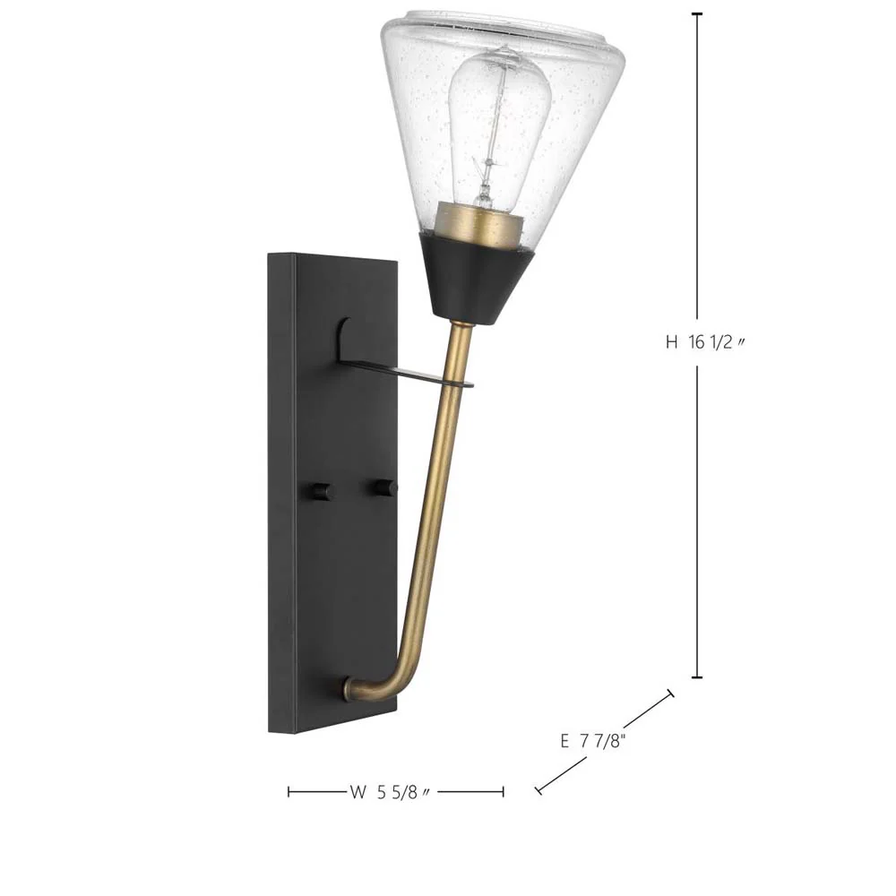 Starlight Wall Sconce E26 Base 60w Matte Black Finish Clear Seeded Glass - Image 6