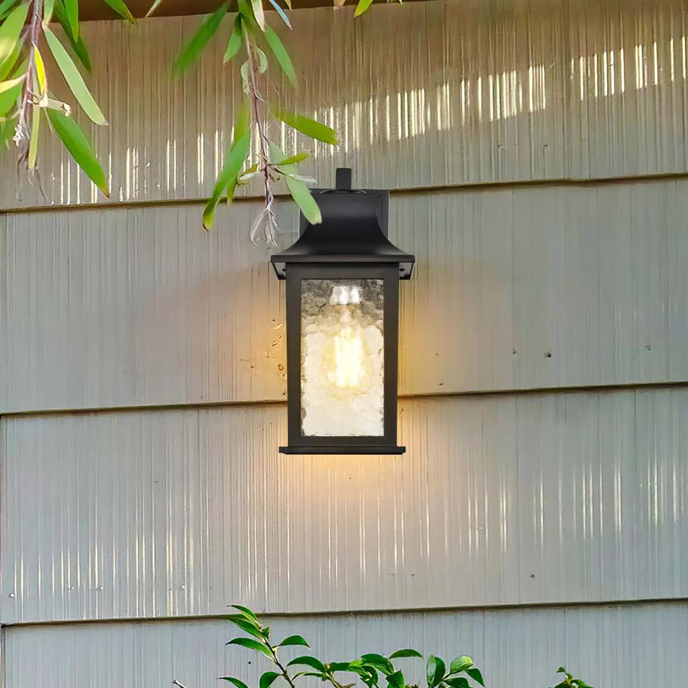 Stillwell Outdoor 13-in Wall Light Matte Black Finish w/ Clear Water Glass - Image 10