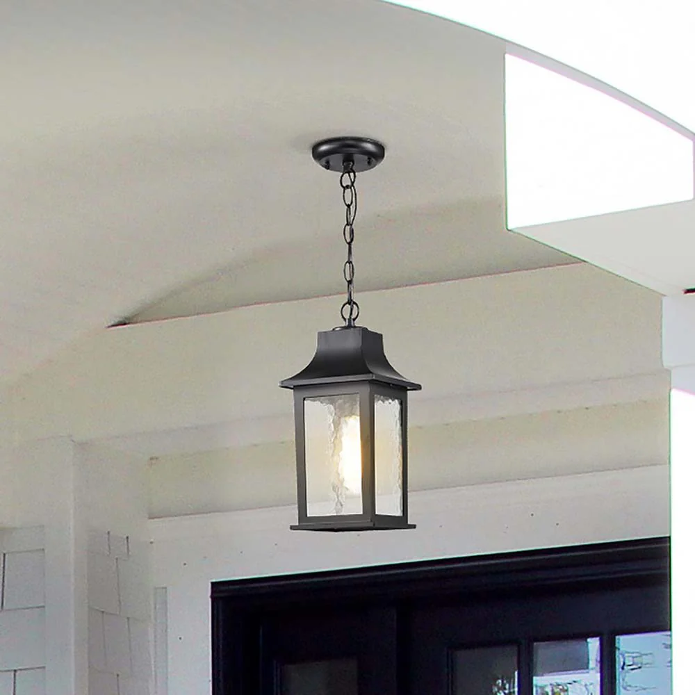 Stillwell Outdoor 14-in Hanging Light Matte Black Finish w/ Clear Water Glass - Image 10