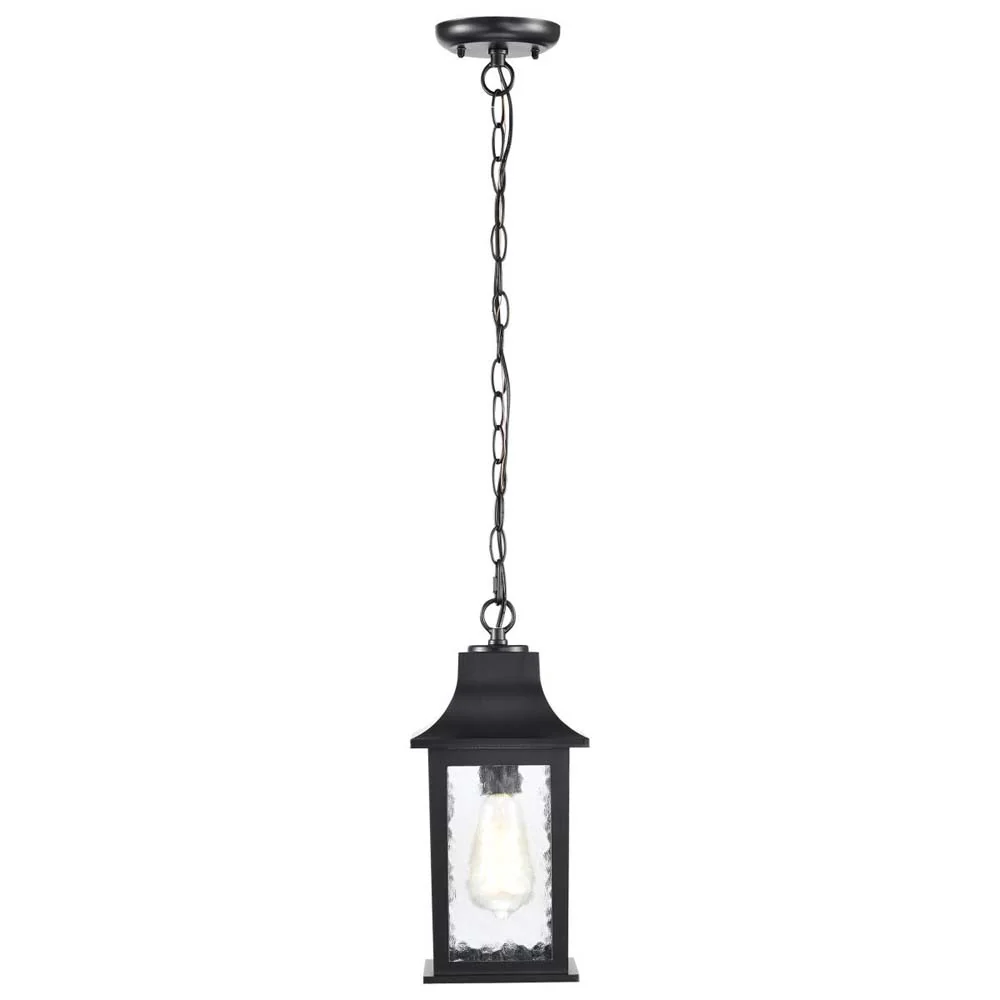 Stillwell Outdoor 14-in Hanging Light Matte Black Finish w/ Clear Water Glass - Image 2