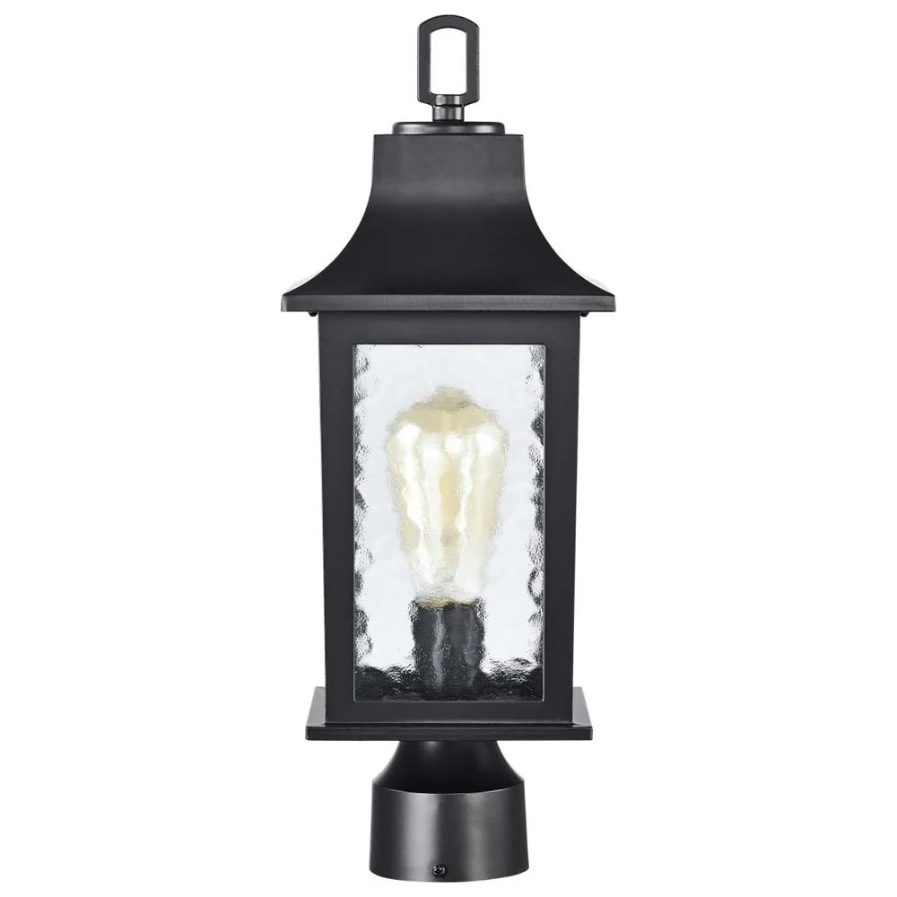 Stillwell Outdoor 17-in Post Light Lantern Matte Black w/ Clear Water Glass - Image 2