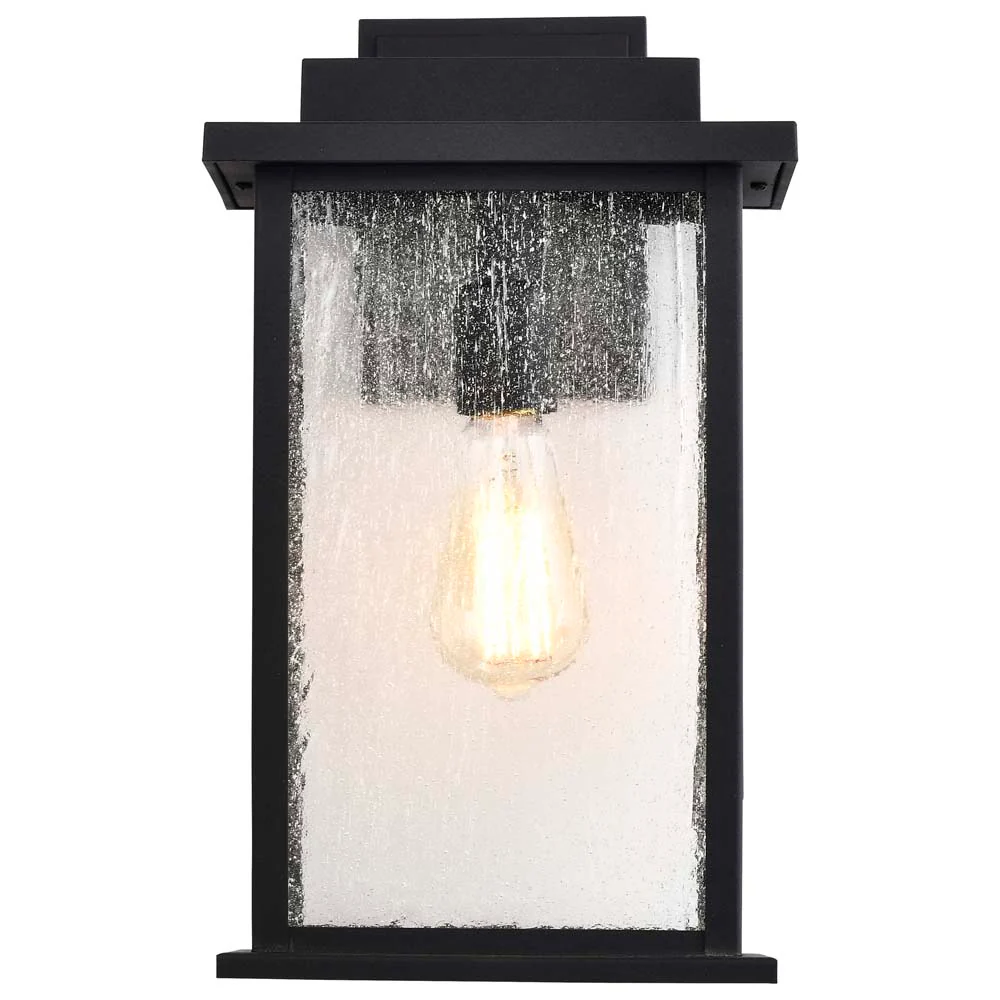 Sullivan Large Wall Lantern Matte Black with Clear Seeded Glass - Image 2