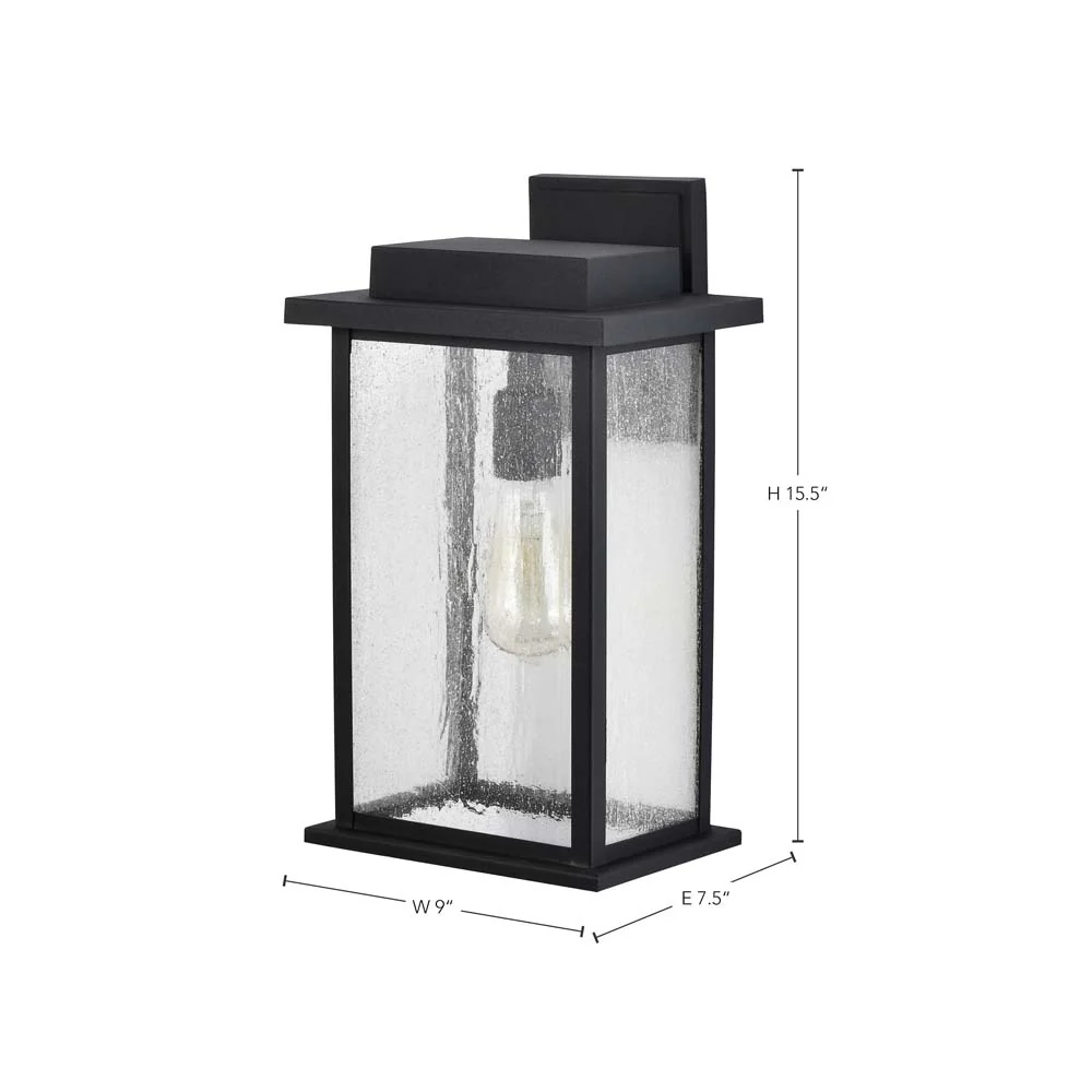 Sullivan Large Wall Lantern Matte Black with Clear Seeded Glass - Image 7