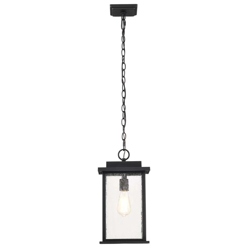Sullivan Outdoor 16-in Hanging Light Matte Black Finish w/ Clear Seedy Glass - Image 2