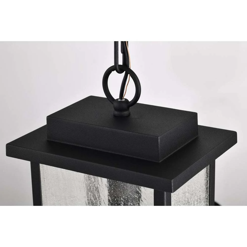 Sullivan Outdoor 16-in Hanging Light Matte Black Finish w/ Clear Seedy Glass - Image 4