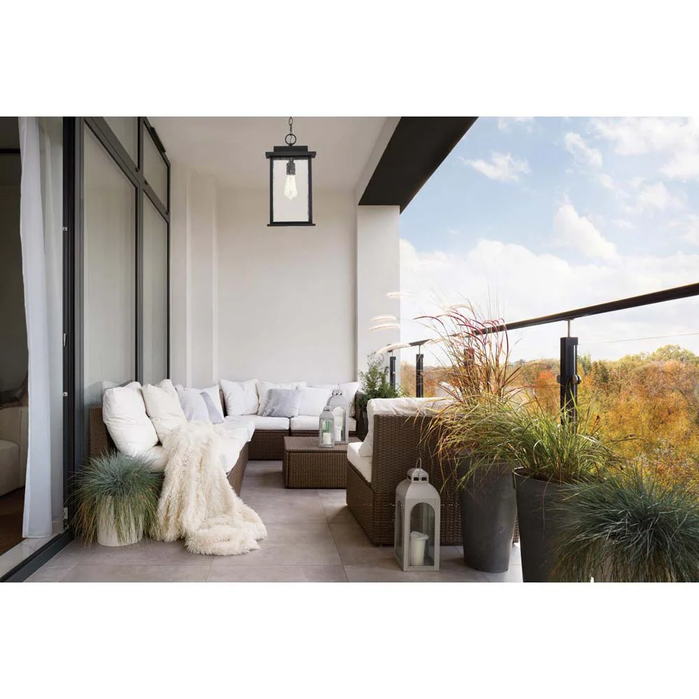 Sullivan Outdoor 16-in Hanging Light Matte Black Finish w/ Clear Seedy Glass - Image 8