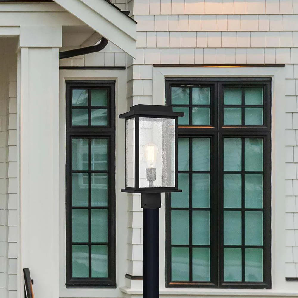 Sullivan Outdoor 17-in Post Light Lantern Matte Black Finish w/ Clear Glass - Image 8