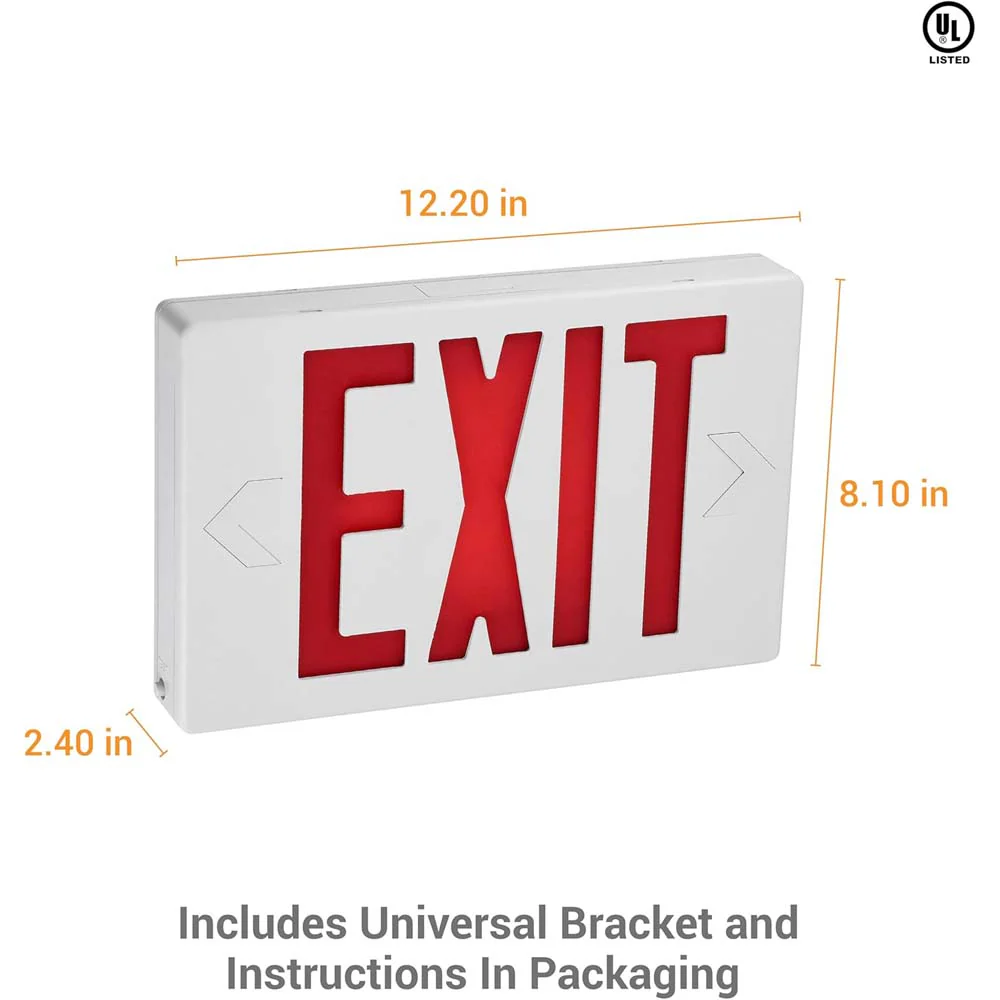 Sunlite 0.25w One or Two Face LED Exit Sign 90-Minute Battery Backup 120-277v - Image 2