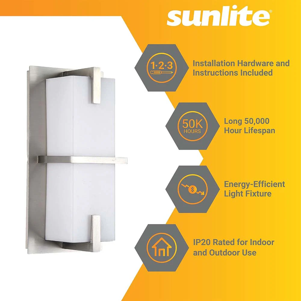 Sunlite 10-In 12w LED Rectangular Wall Sconce CCTSelectable Dimmable - 75w equiv - Image 3