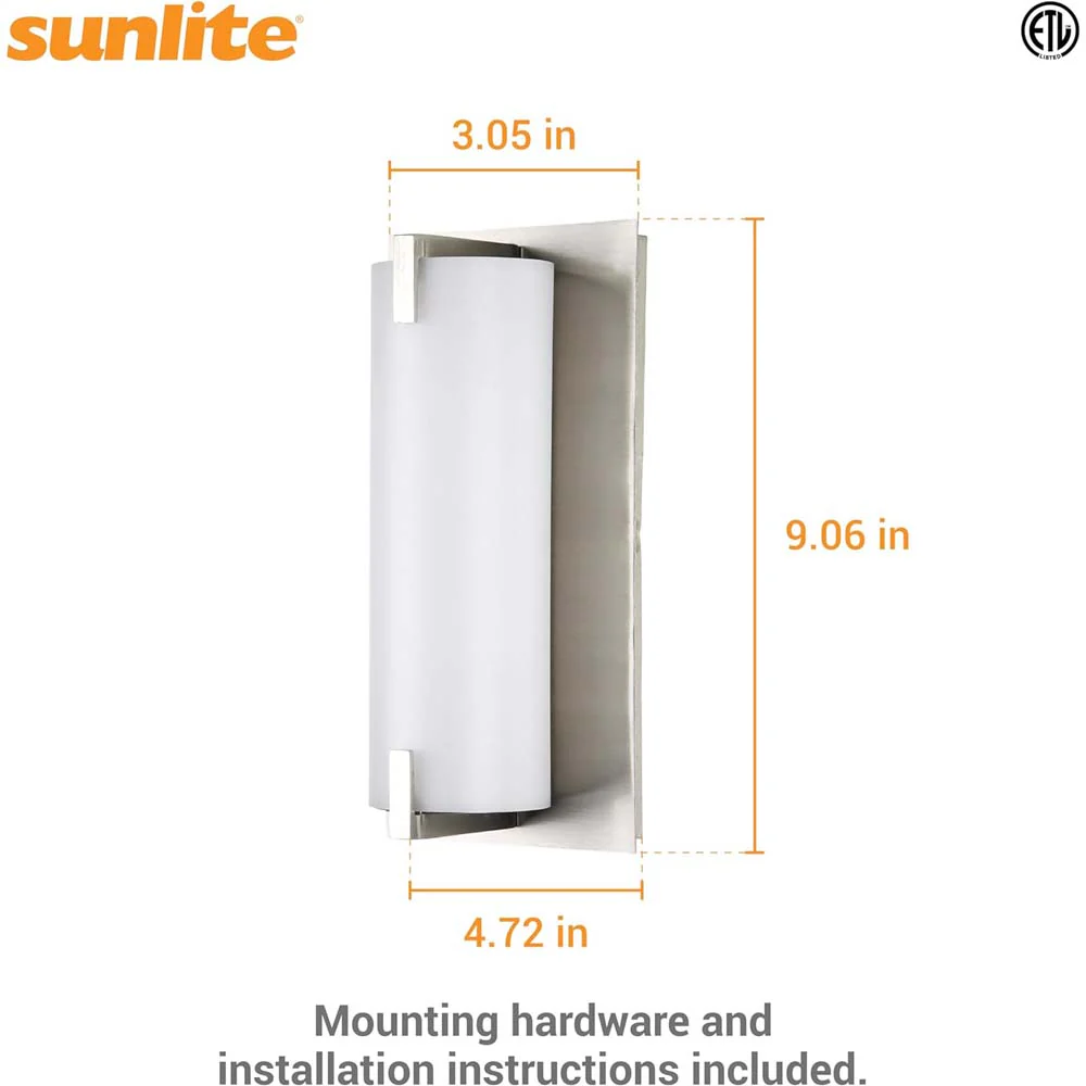Sunlite 10-In 12w LED Wall Cylinder Sconce CCT Selectable Dimmable - 75w equiv - Image 2