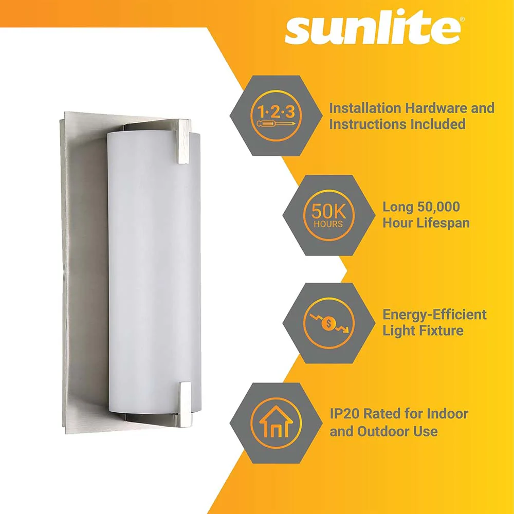 Sunlite 10-In 12w LED Wall Cylinder Sconce CCT Selectable Dimmable - 75w equiv - Image 4