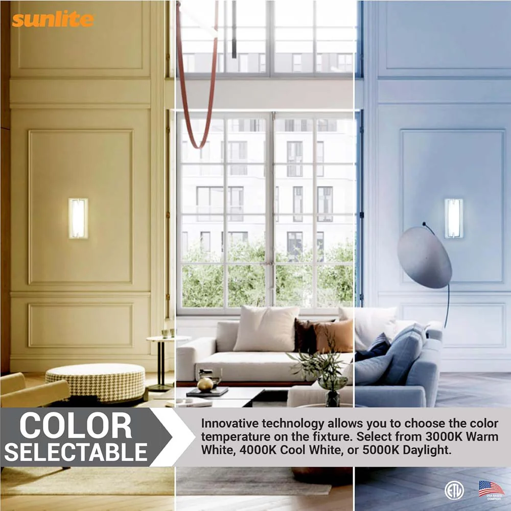 Sunlite 10-In 12w LED Wall Cylinder Sconce CCT Selectable Dimmable - 75w equiv - Image 6