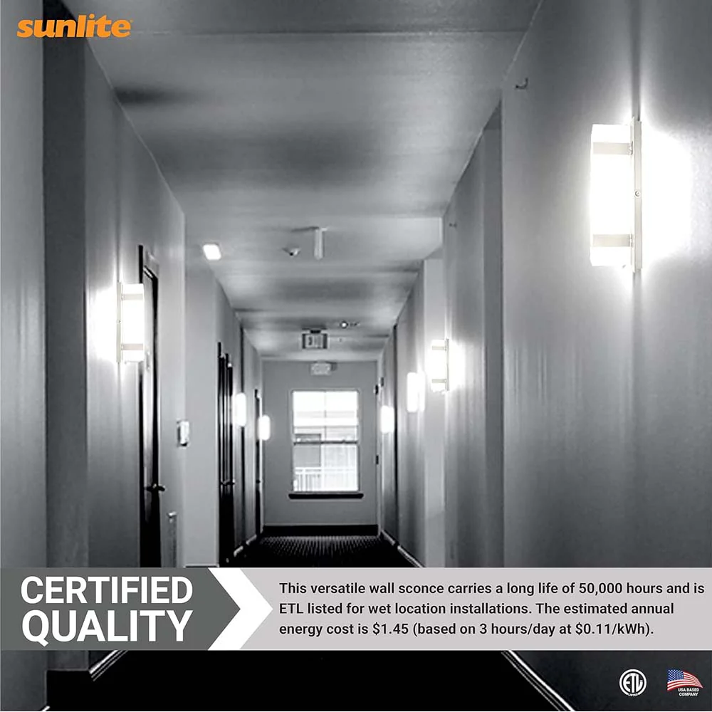Sunlite 10-In 12w LED Wall Sconce CCT Selectable Dimmable 120v - 120w equiv - Image 6