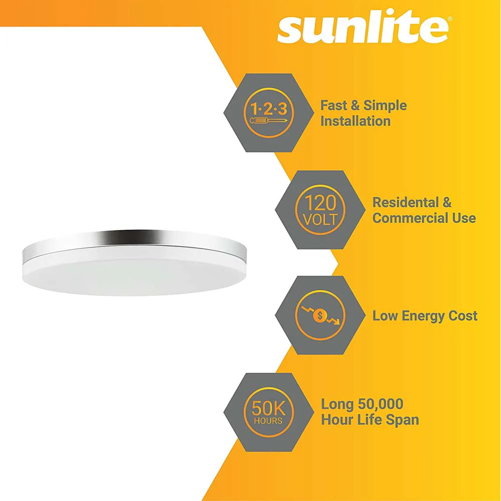 Sunlite 10-in 15w Round LED Solid Band Fixture CCT Tunable White Finish - Image 2