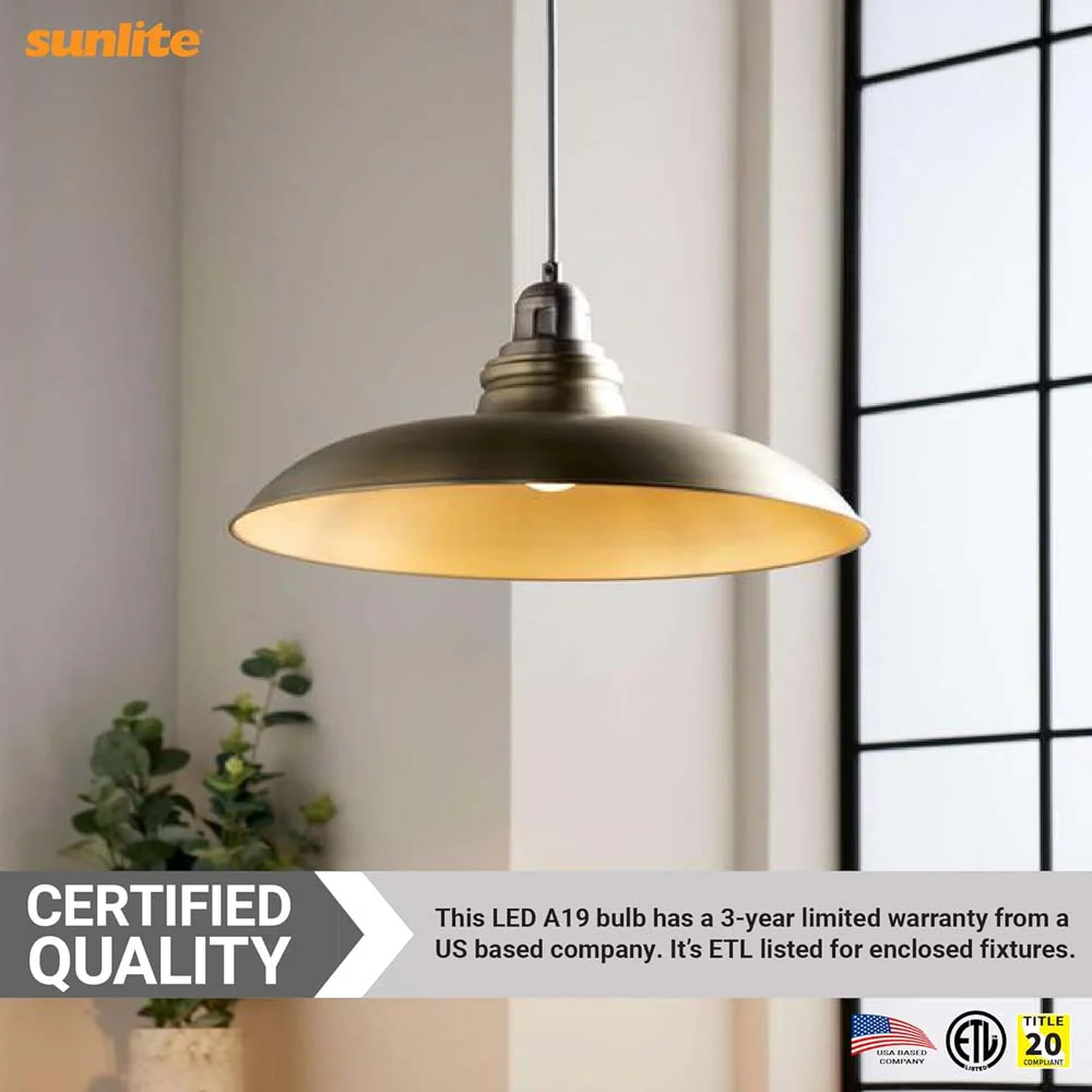 Sunlite 10w LED A19 800Lm GU24 Base Dimmable 3000K Warm White Bulb - 60w equiv - Image 4