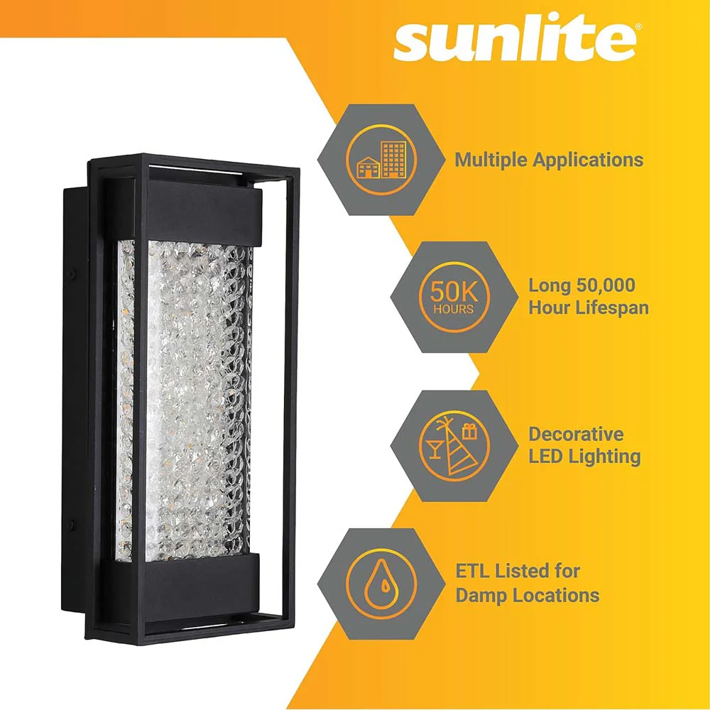 Sunlite 10w LED Acrylic Crystals Wall Sconce Fixture CCT Selectable - 60W equiv - Image 4