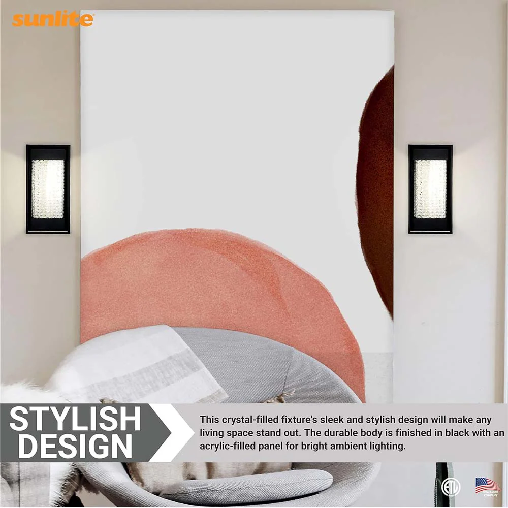 Sunlite 10w LED Acrylic Crystals Wall Sconce Fixture CCT Selectable - 60W equiv - Image 5