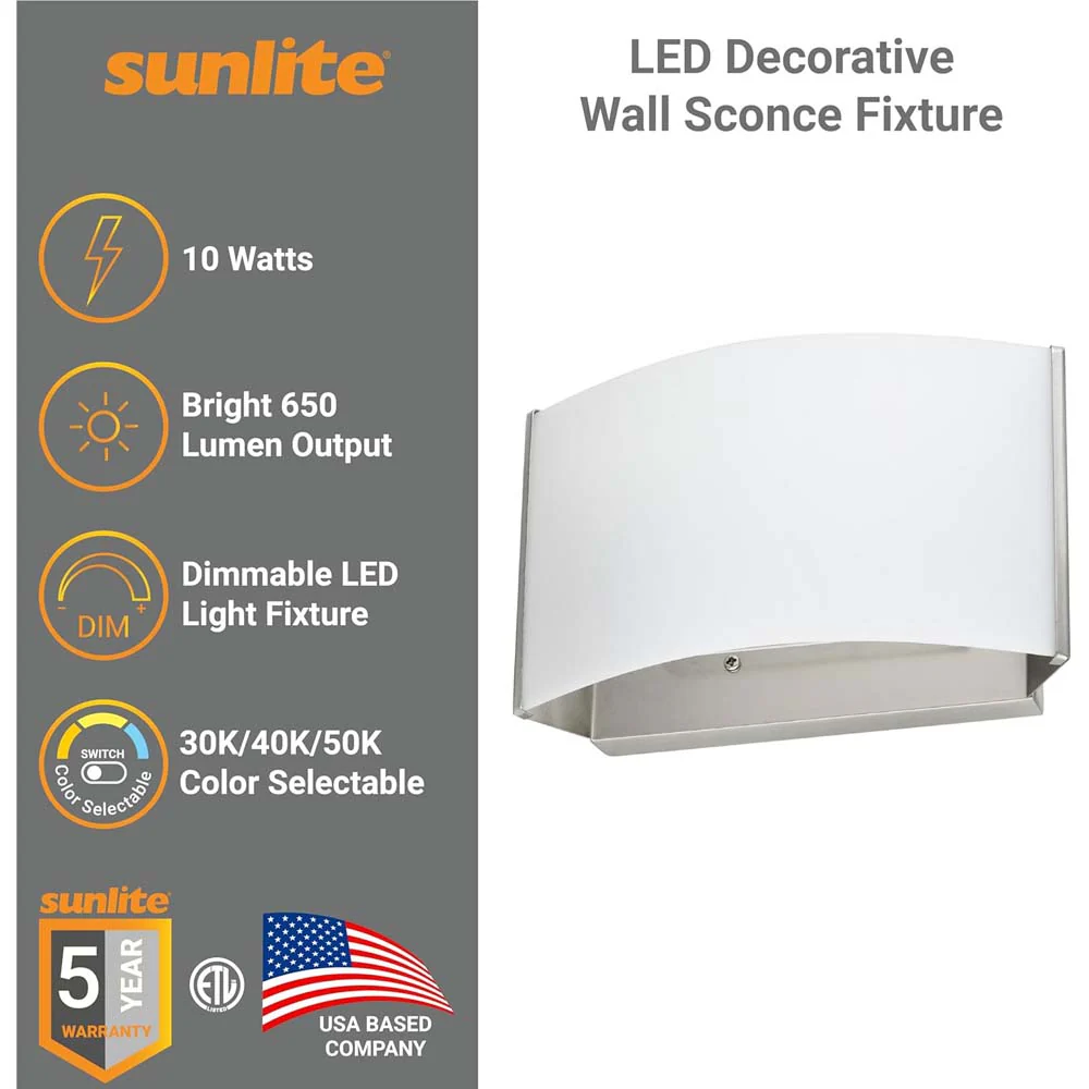 Sunlite 10w LED Decorative Wall Sconce Fixture CCT Selectable 120v - 60w equiv - Image 3