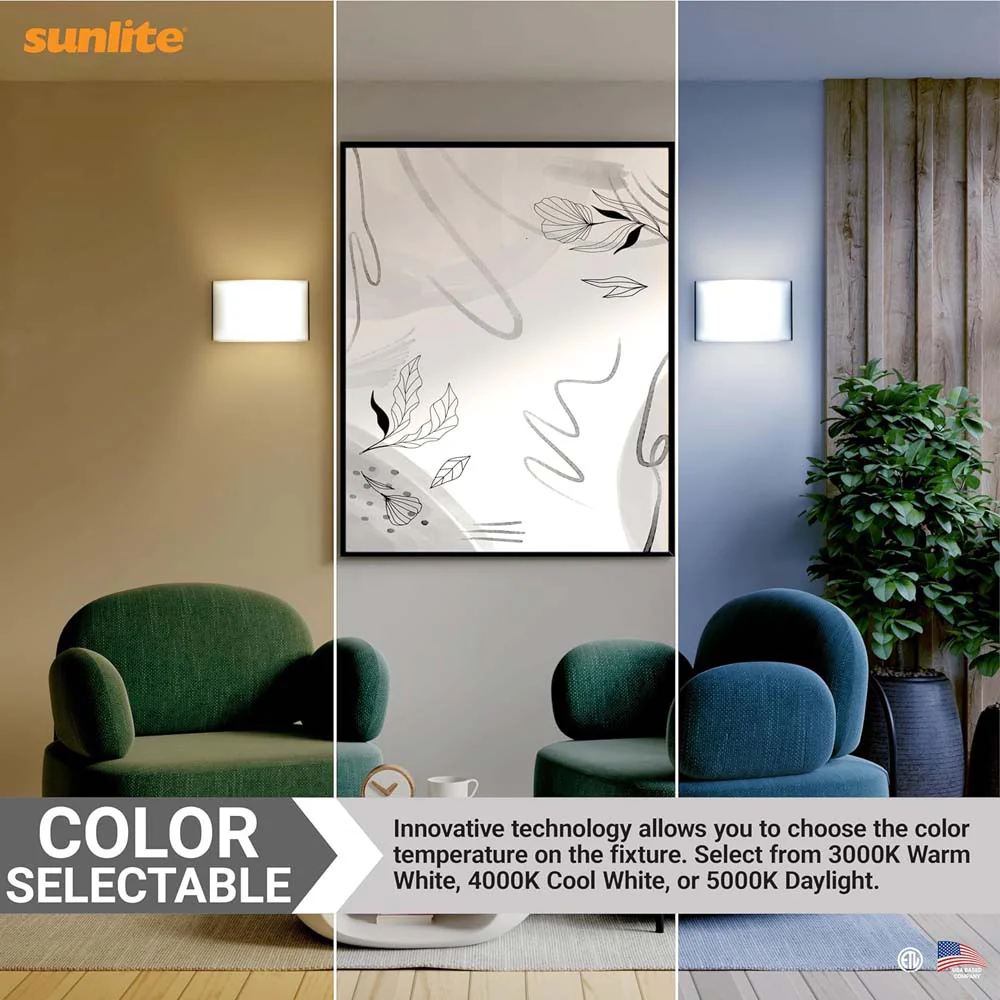 Sunlite 10w LED Decorative Wall Sconce Fixture CCT Selectable 120v - 60w equiv - Image 6