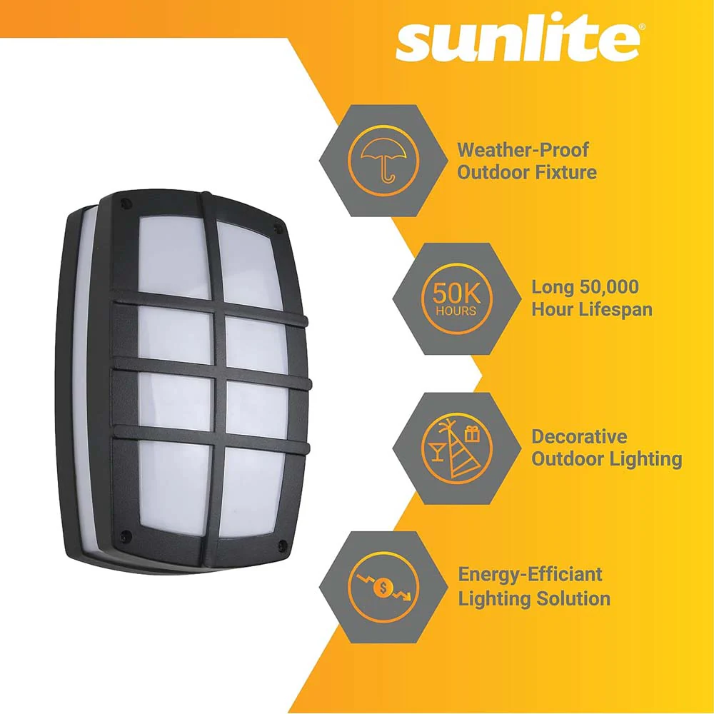 Sunlite 11-In 12w LED Bulkhead Wall Sconce Fixture CCT Selectable - 40w equiv - Image 4