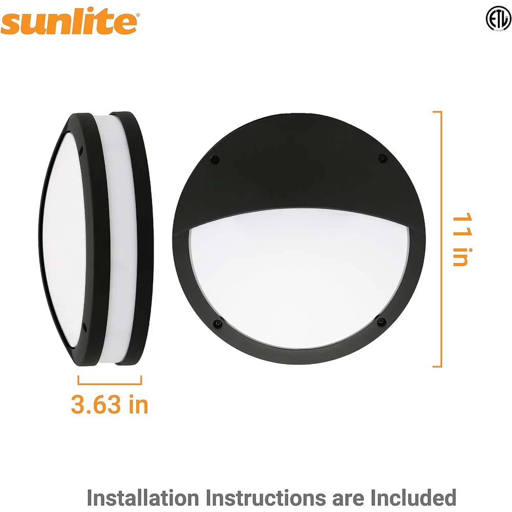 Sunlite 11-In 20w LED Wall Bulkhead Round Fixture CCT Selectable - 70w Equiv - Image 2