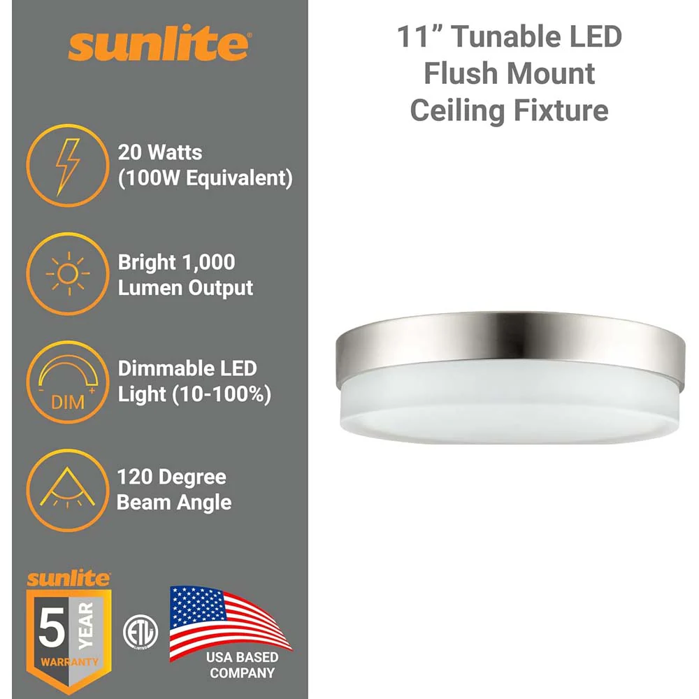 Sunlite 11-in 20w Modern Round Flush Mount Fixture CCT Selectable Dimmable - Image 3