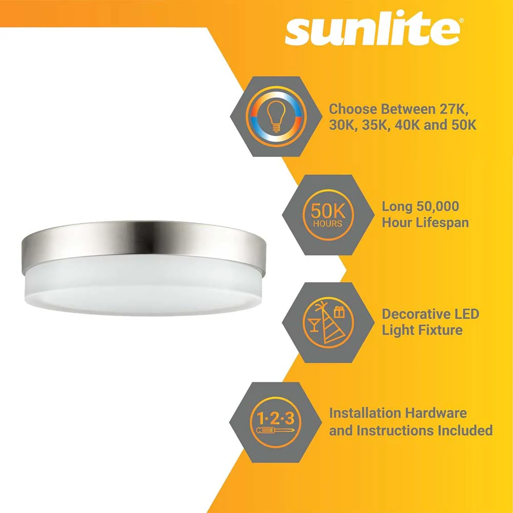 Sunlite 11-in 20w Modern Round Flush Mount Fixture CCT Selectable Dimmable - Image 4