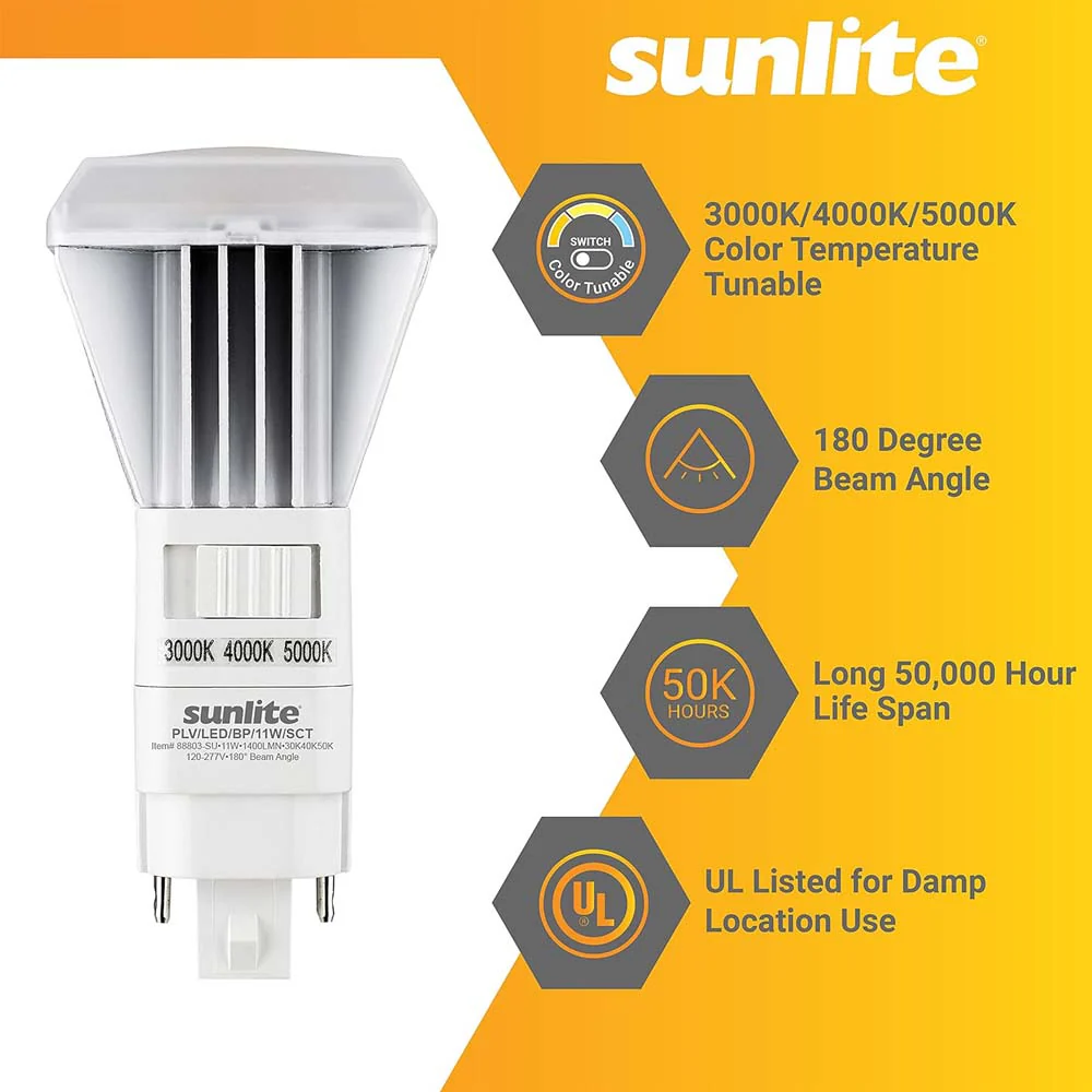 Sunlite 11w LED CCT PLV Recessed G24d Base CCT Tunable Bulb - Ballast Bypass - Image 3