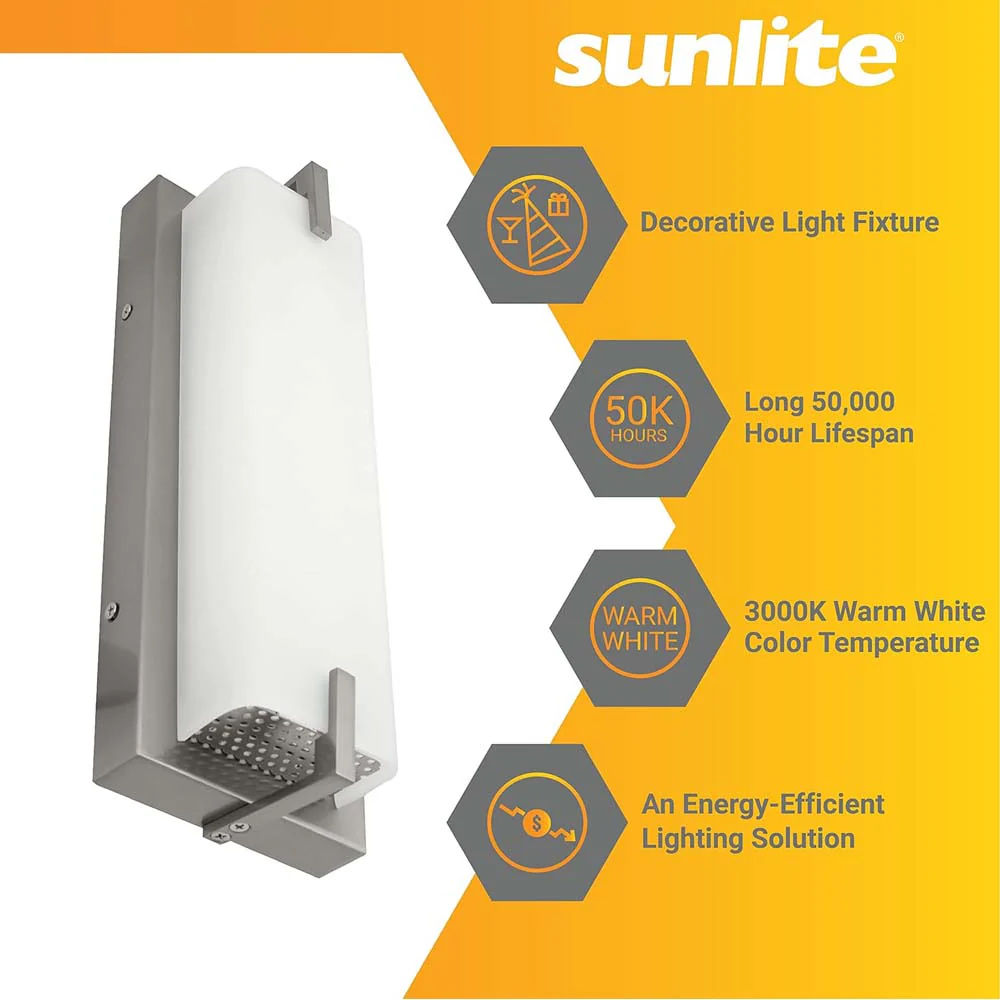Sunlite 12.3-In 15w LED Modern Wall Sconce Fixture 3000K Dimmable - 60w equiv - Image 4