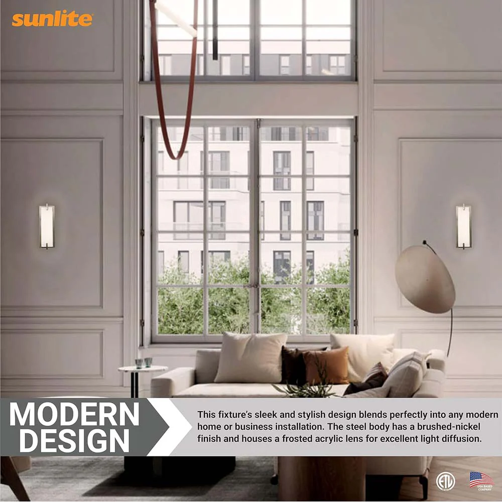 Sunlite 12.3-In 15w LED Modern Wall Sconce Fixture 3000K Dimmable - 60w equiv - Image 5