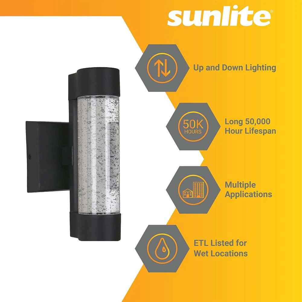 Sunlite 12-In 10w LED Clear Acrylic Cylinder Up/Down Wall Sconce Fixture 120v - Image 3