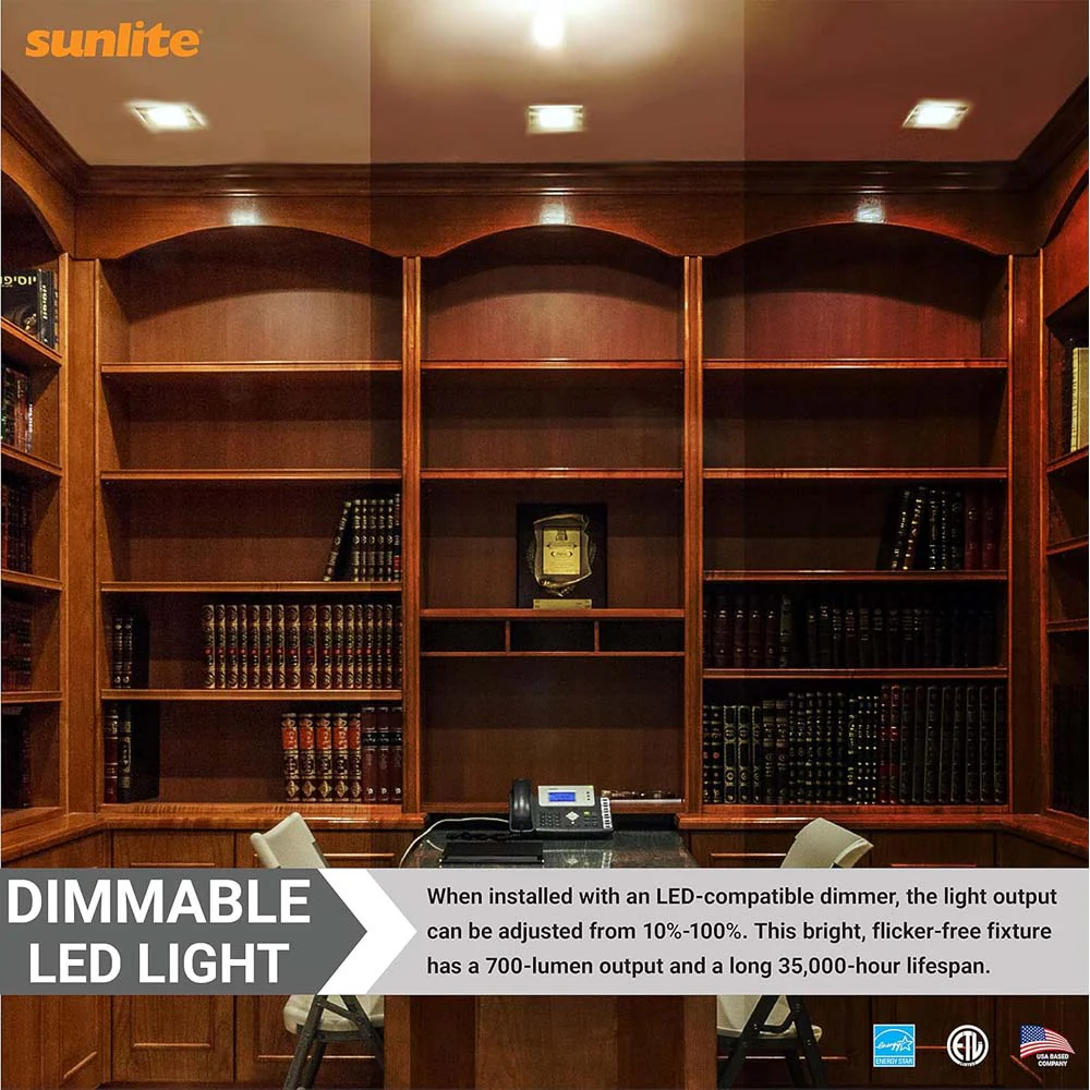 Sunlite 12w LED 6-in Square Recessed Slim Downlight CCT Selectable - 75W equiv - Image 6