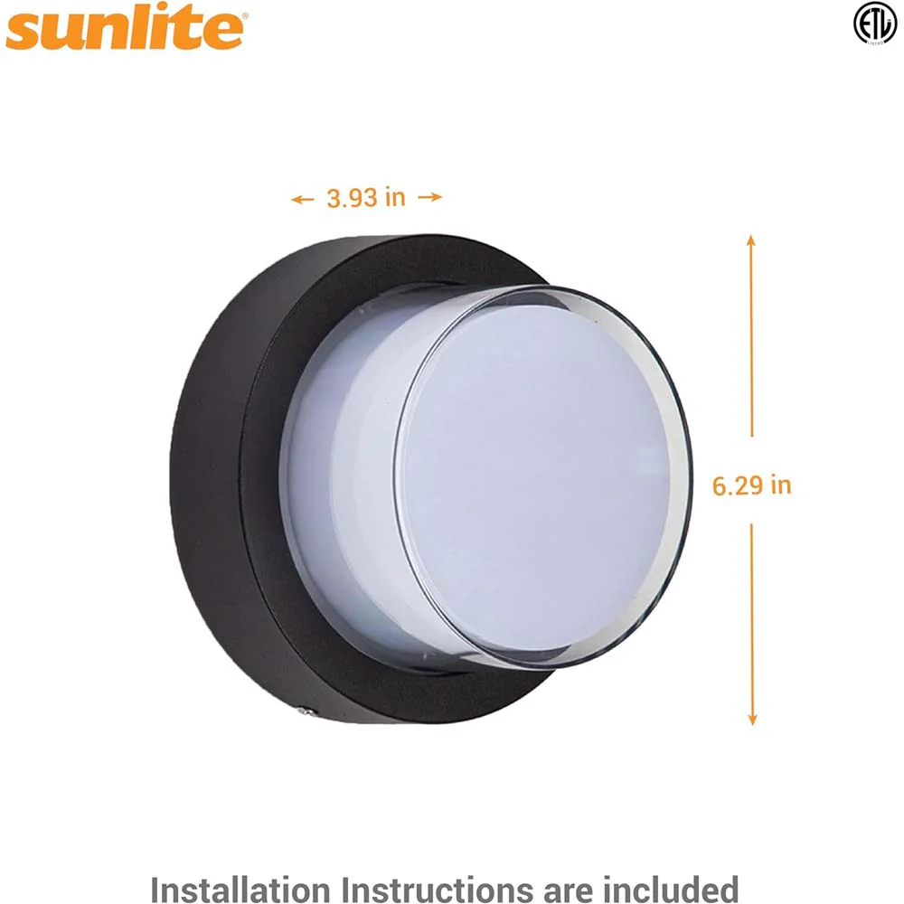 Sunlite 12w LED Black Round Modern Outdoor Fixture CCT Selectable - 60w equiv - Image 2
