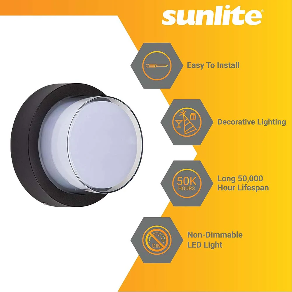 Sunlite 12w LED Black Round Modern Outdoor Fixture CCT Selectable - 60w equiv - Image 4