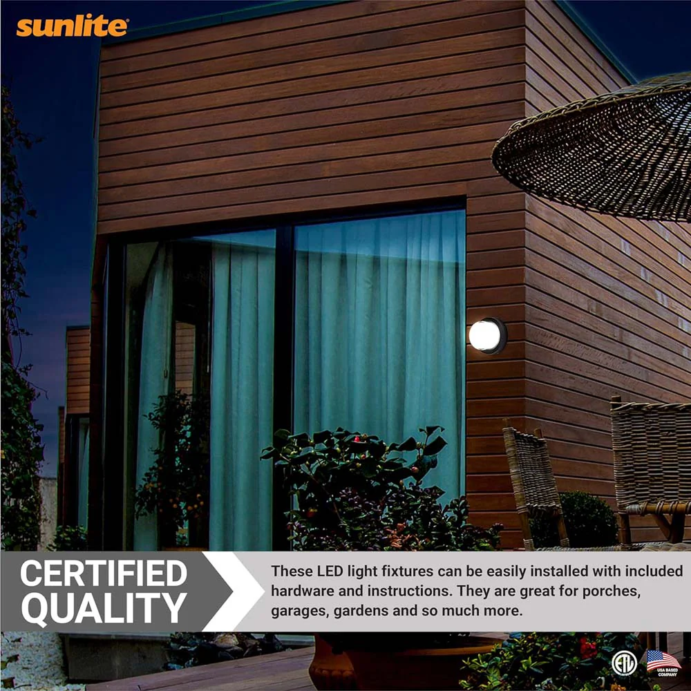 Sunlite 12w LED Black Round Modern Outdoor Fixture CCT Selectable - 60w equiv - Image 7