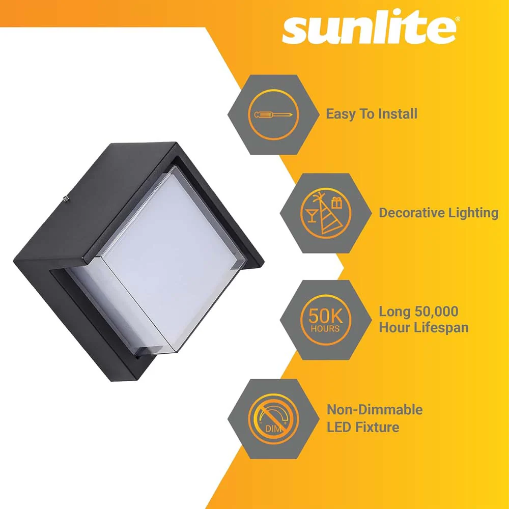 Sunlite 12w LED Canopy Square Modern Outdoor Fixture CCT Selectable - 60w equiv - Image 3