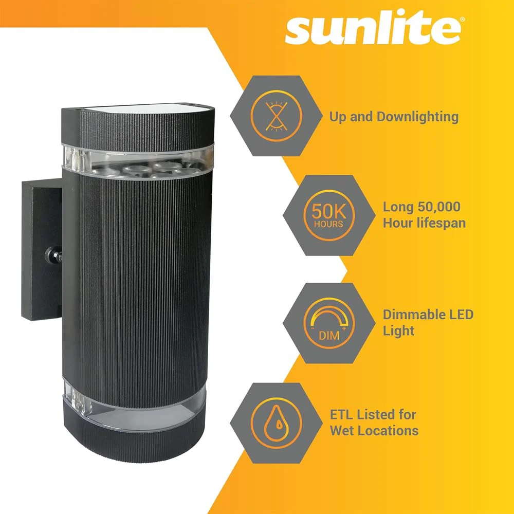 Sunlite 12w LED Half Circle Up/Down CCT Selectable Outdoor Wall Sconce Fixture - Image 4