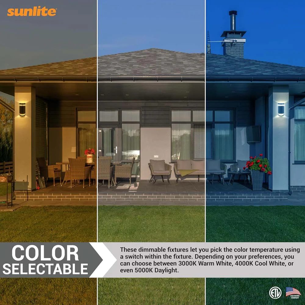 Sunlite 12w LED Half Circle Up/Down CCT Selectable Outdoor Wall Sconce Fixture - Image 6